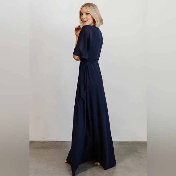 Baltic Born Floor Length Navy Wrap Dress - Picture 4 of 6